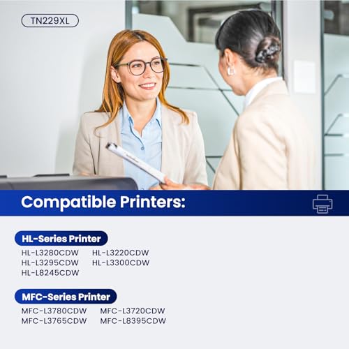 Image of TN229XL Toner Cartridges 5 Pack Compatible for TN229XL TN-229XL TN229 XL 5PK Toner Cartridge High Yield Work With MFC-L3720CDW MFC-L3780CDW MFC-L3765CDW HL-L3280CDW (5 Pack TN229XL, BK /C /M /Y)