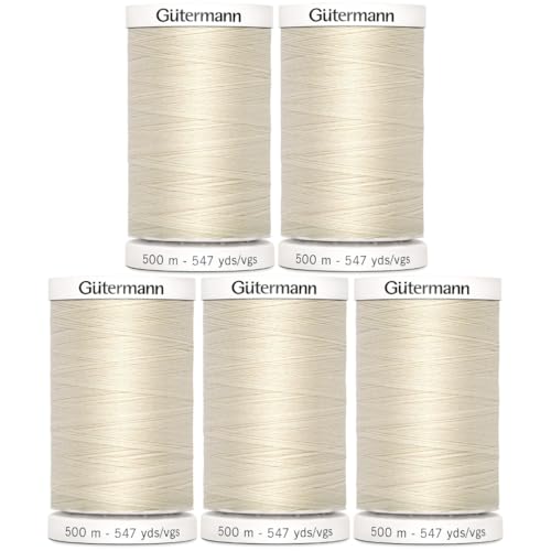 Gutermann Sew-All Thread 547yd - 5 Pack (Egg Shell)
