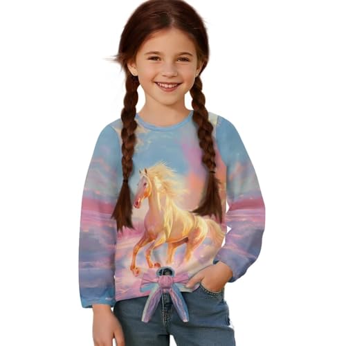 Long Sleeve Shirts for Girls 5-12 Crewneck Pullover Tie Knot Front T Shirts4