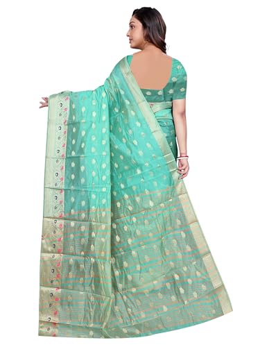 Image of Sarees for Women Wear Organza Silk Banarasi Sari Kanjivaram Pure Paithani Wedding Original Kanchipuram Pattu Sadi with Blouse Piece 2026 (KeriFlower)
