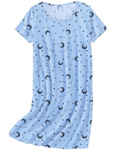 Image of Ekouaer Nightgowns for Women Cotton Sleepshirts Short Sleeve Nightshirt Tshirt Night Gown Casual Sleepdress Comfy Nightdress