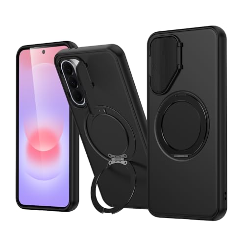 Image of Spazy Case Samsung A37 5G Back Cover|Premium Magnetic Ring Stand Case with Camera Protection Slider|360 Rotating Kickstand|Slim & Strong Grip Phone Case for Samsung A37 5G-Black