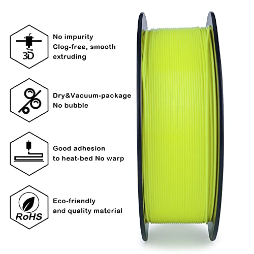 ZIRO PLA Filament 1.75mm,3D Drucker Filament PLA Neon Series 1.75mm 1KG(2.2lbs), Dimensional Accuracy +/- 0.03mm,Neon Gelb
