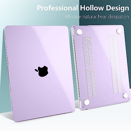 Image of DONGKE Compatible with MacBook Air 13 inch Case M5 M4 M3 M2 2026 2025 2024-2022 A3449 A3240 A3113 A2681, Plastic Hard Shell & Keyboard Cover for MacBook Air 13.6 inch, Crystal Purple