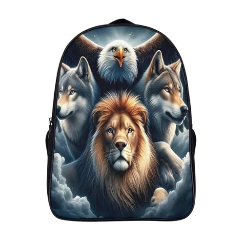 Sac à dos loup 3D solide étudiant cartable 2 compartiments