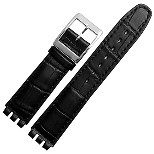 Correa de reloj Swatch de piel auténtica con patrón de cocodrilo de 17 mm y 19 mm