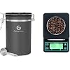 Coffee Gator Coffee Canister -22oz Airtight Stainless Steel and Coffee Scale 0.1 Precision with Timer
