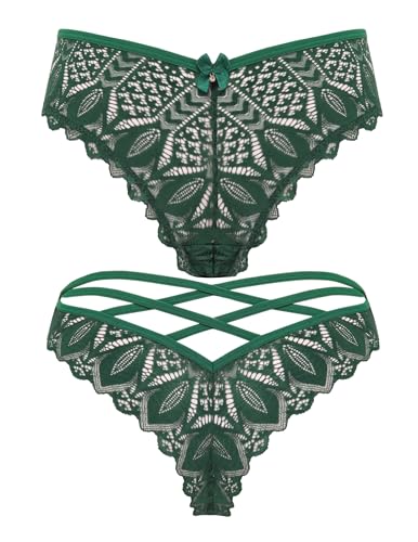 Image of Avidlove Womens Underwear Lace Cheeky Panties Criss Cross Back Bikini Thongs Sexy Undies