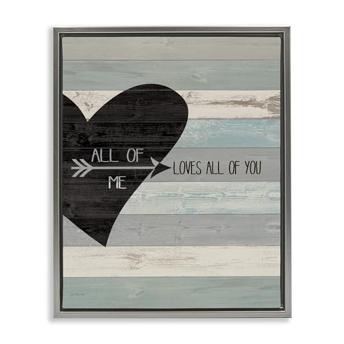 Distressed Heart Love Phrase, 17 x 21 Inch Canvas in Floater Frame