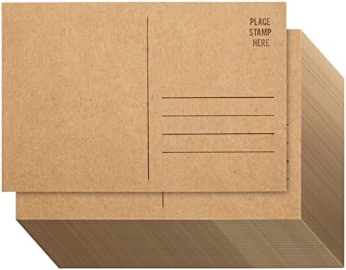 Sustainable Greetings 100 Pack Bulk Kraft Paper Blank Postcards for Mailing, Wedding, DIY Arts and Crafts, 350gsm (4 x 6 In)