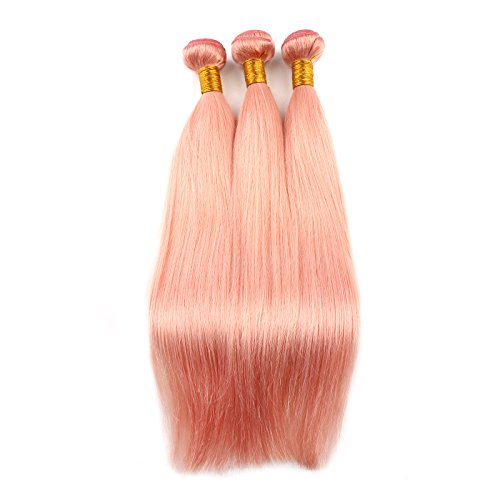 Remy Brazilian Human Hair Extensions Straight Hair Weave Pink 1 Bundle 18 inch