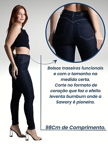 Calça Jeans Feminina Sawary Levanta Bumbum Elastano Lycra Confortável Moda Feminina Bonita (as2, wai