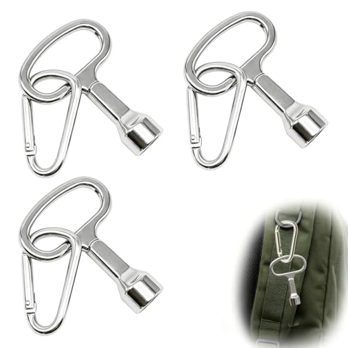 NYVOR Dreikantschlüssel Mülltonne 3 Stück Dreieck Schlüssel mit Karabiner 8mm Universal 3 Kant Schlüssel Dreieckschlüssel für Heizkörper Dreikant Wasserhahn Schlüssel für Heizkörper Hydranten