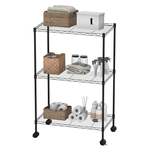 FLEXISPOT �X�`�[�����b�N CJ1 �L�b�`�����b�N ���^�����b�N 3�i ��60cm ���[�I ���ω׏d60kg �L���X�^�[�t�� �I�㉺�����\ �H��s�v �h�K (�u���b�N, 3�i)