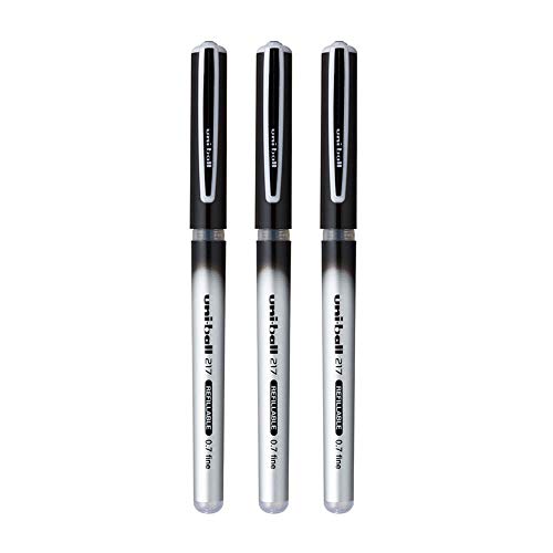 Image of uni-ball Refillable Liquid Ink 0.5 mm Micro Roller Pen, Black Ink, Pack of 3 & uni-ball Refillable Liquid Ink 0.7 mm Micro Roller Pen, Black Ink, Pack of 3