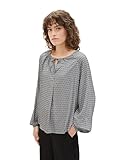 Mit Bändchen TOM TAILOR Damen Tunica Bluse mit Muster , navy geometrics print small, 40