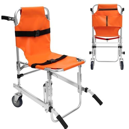 Klappbarer Treppenstuhl mit Rädern, Tragestuhl aus Aluminiumlegierung mit Sicherheitsgurten und einziehbaren Griffen, leicht, Treppenlift