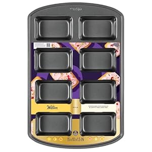 Wilton Gold Premium Non-Stick Warp-Resistant Bakeware, Made without PFAs, Mini Loaf Pan, 8-cavity, 15 x 10 x 1.5 in, Packaging May Vary
