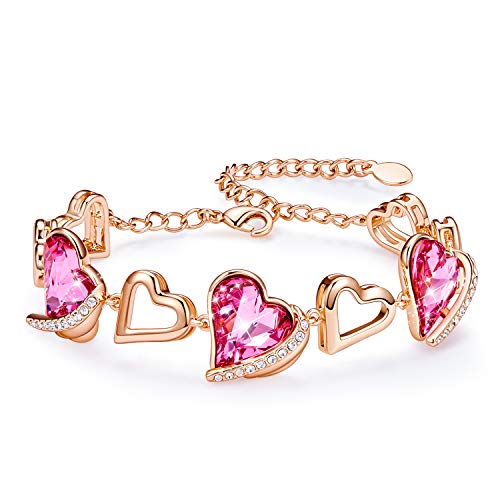 CDE Bracelets pour les femmes de luxe pétillant agrémenté de cristaux Bracelet en or rose cadeau de fête des mères pour elle(Pink, Plaqué or)