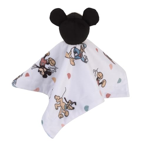 Image of Disney Mickey Mouse Light Blue, White, and Tan Super Soft Security Baby Blanket with Plush Mickey Mouse Head