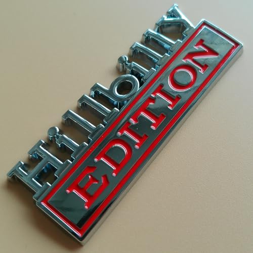 Image of Generic Hillbilly Edition Emblem with Strong Adhesive, Hillbilly Car Emblem 3D Badge Decal Car Truck Replacement Compatible with Universal Vehicle, Car, Truck, SUV (Silver Red)