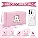Personalized Initial A-Z Preppy Patch Makeup Bag,Small PU Chenille Letter Cosmetic Bag with Zipper for Teen Girls,Pink Cute Toiletry Organizer Bag,Monogram Makeup Case Gift for Women Girls,Letter A