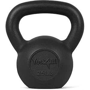 Yes4All Solid Cast Iron Kettlebell Weights Set – Great for Full Body Workout and Strength Training – Kettlebell 25 lbs (Black)