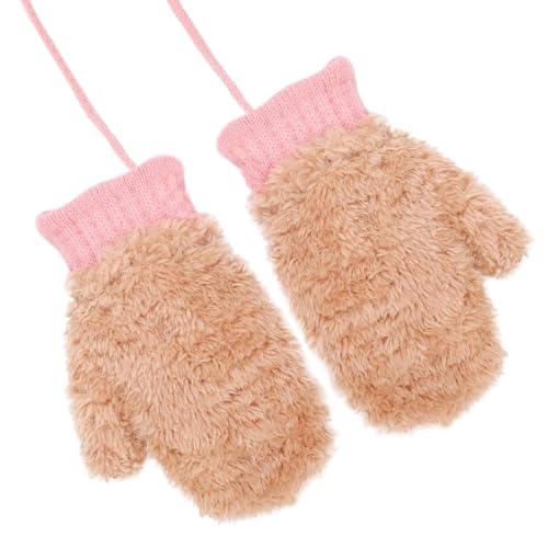 PENINSULA LOVE Toddler Winter Thermal Gloves Warm Knit Mittens Baby String Plush Gloves 1-3Year3