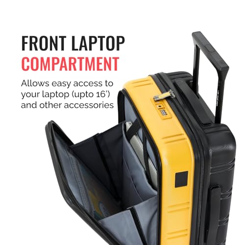 Image of Urban Jungle by Safari Hold-All Premium Small (55cm) Trolley Bag with Laptop Compartment, Polycarbonate Cabin Suitcase with 8 Silent Wheels & TSA Lock,Hardside Travelling Luggage for Men&Women(Yellow)