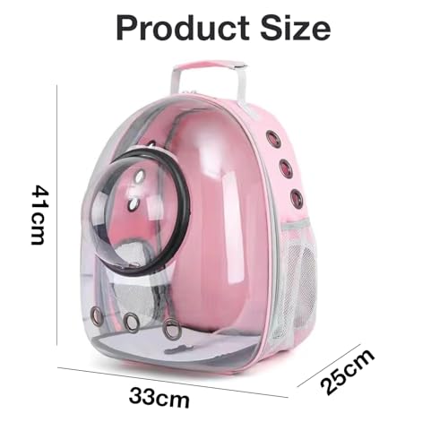 Image of Cat Carrier Backpack | Breathable Travel Bag for Cats & Small Pets | Portable Pet Backpack with Mesh Windows, Safety Zippers & Padded Straps | Ideal for Hiking, Travel & Vet Visits (Pink)
