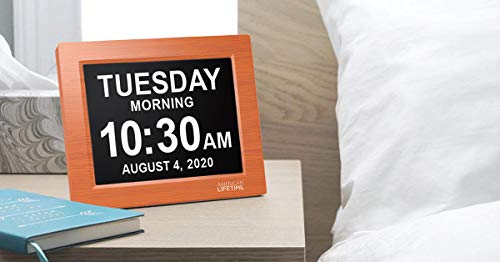 American Lifetime, Newest Version, Day Clock Extra Large Impaired Vision Digital Clock with Battery Backup and 5 Alarm Options Great Gift Ideas, 2 Pack Brown Wood - Thumbnail 3