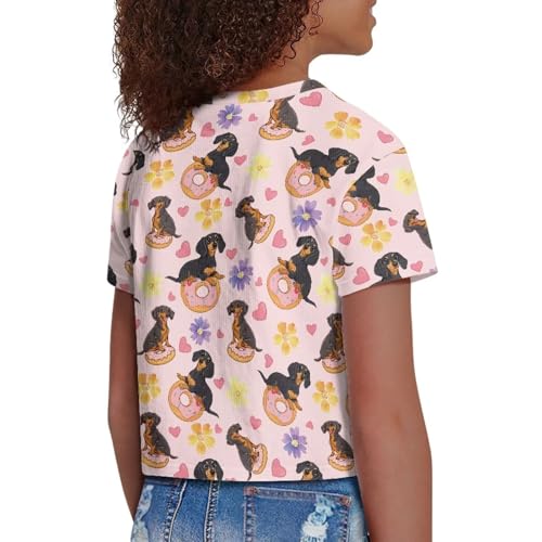 Image of Girls Crop Tees Crew Neck Casual Short Sleeve T Shirts Kids Loose Soft Comfortable Tees Blouses Shirt for Little Girl