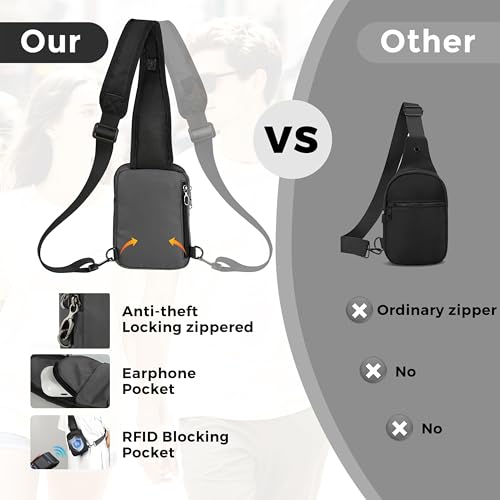 VADOO Sling Bag with Zipper Lock