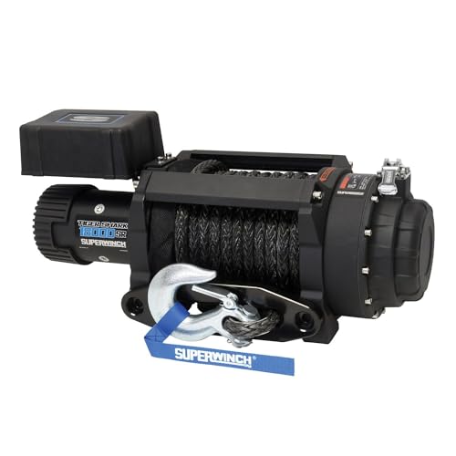 Superwinch 1518001 Tiger Shark 18000SR 12V DC Winch 18,000lb/8165kg Single Line Pull with Hawse Fairlead, 33/64