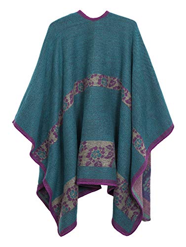 Urban CoCo Women's Color Block Shawl Wrap Open Front Poncho Cape2