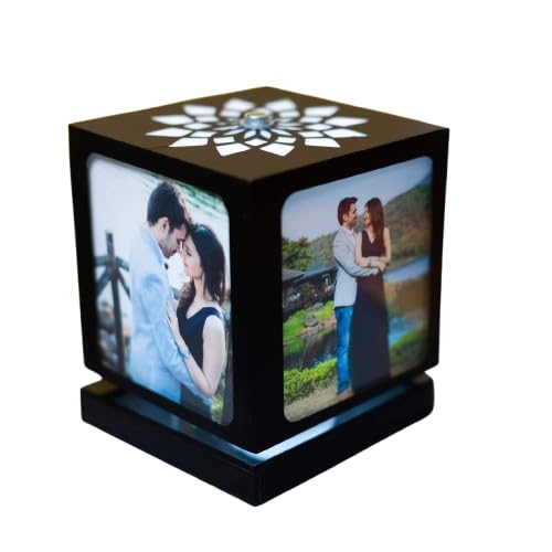 ZOCI VOCI Valentines Day Gift Nostalgia- Rotating Personalized Lamp with 4 Photos. Gift for Wife, Husband Anniversary