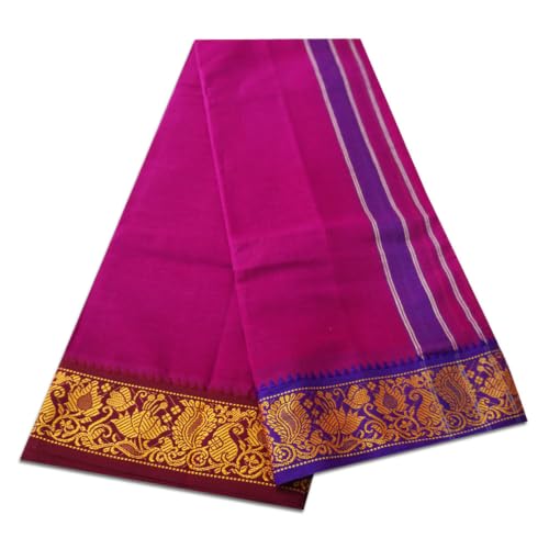Image of vimayam pure cotton 3 inch border colour dhoti 9X5(Assorted Border design and colours)