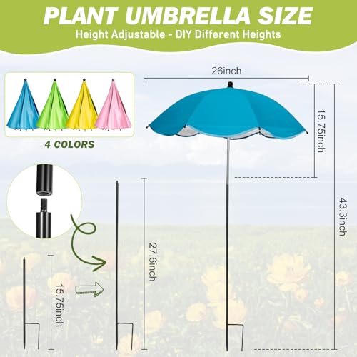 4 Pack Plant Umbrellas for Outdoor Plants,26" Larger Garden Umbrella Sun Shade for Garden Beds Potted Plants