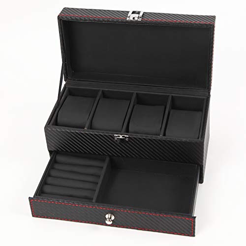 最安値 The Answer メンズ ボックス 時計 アクセサリー 小物 収納 ケース マルチ オーバーナイター ブラック レッド の価格比較