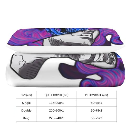 Housse de couette single 135x200cm imprimé 3d avec sa taie d'oreiller