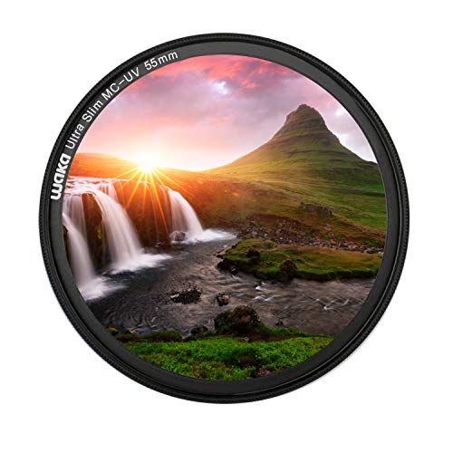 waka 55mm MC UV Filter - Ultra Slim 16 Layers Multi Coated Ultraviolet Protection Lens Filter for Canon Nikon Sony DSLR Camera Lens