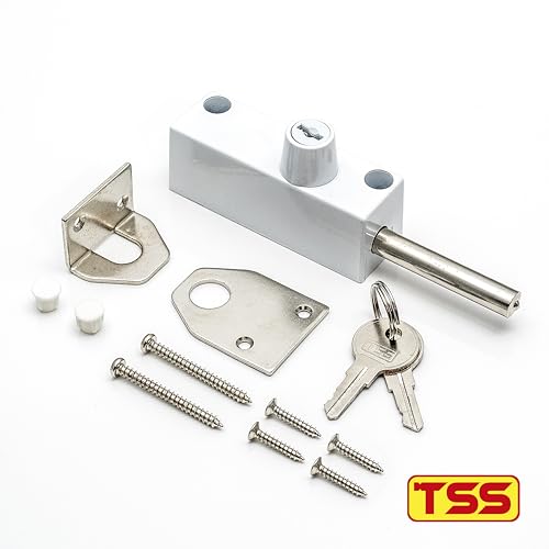 TSS White Multi-Purpose Door Bolt with 2 Keys. Security Bolts for Various Door Types. Supplied with Fixtures and Fittings. Universal Door Lock - Image 2
