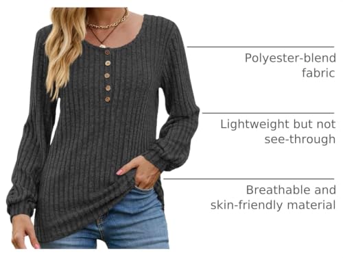Image of DB MOON Womens Lightweight Sweaters 2026 Long Sleeve Henley Shirt Fall Casual Crewneck Tunic Tops