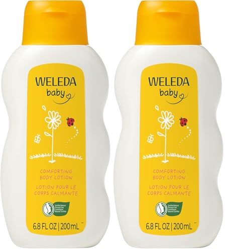 Image of Weleda Baby Calendula Comforting Body Lotion, Plant Rich Moisturizer with Calendula, Chamomile, Sweet Almond and Sesame Oils, 6.8 Fl Oz (Pack of 2)