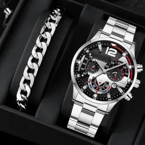 Business Watches for Men - Classic Calendar Wristwatch with Bracelet - 2