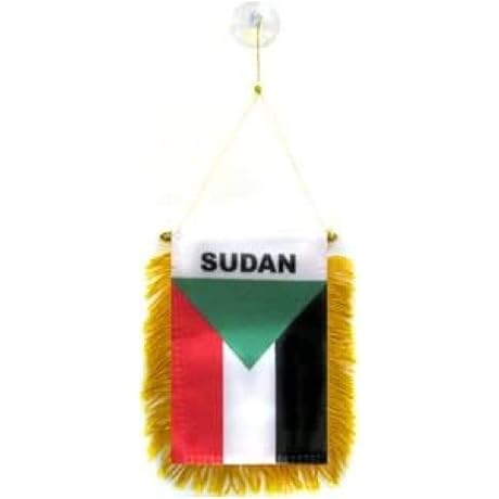 Sudan Mini Banner 6x4 Inches with Suction Cup Hanger