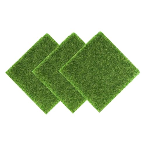 Tofficu 3個 人工芝マット チュア造園用フェイクグラス 耐久性プラスチック製 模型道 建築ジオラマ装飾 春夏秋冬対応 自然な芝生ベース