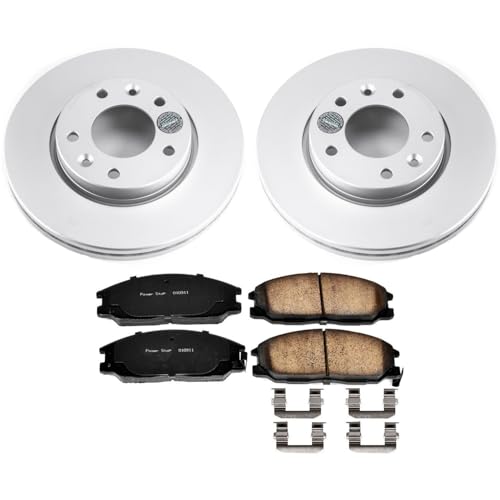 Image of PowerStop Front Brake Kit for Kia Sedona 2002-04 - Fully-Coated Disc Rotors with Z17 Ceramic Brake Pads Replacement, CRK5252