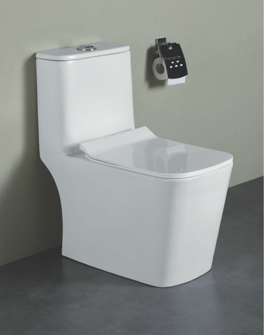 B Backline Ceramic Floor Mounted One Piece Western Toilet/Commode/European Commode/Water Closet Syphonic 6D Flushing Technology For Toilet Bathroom (S Trap Outlet Is From Floor 6D Flushing)