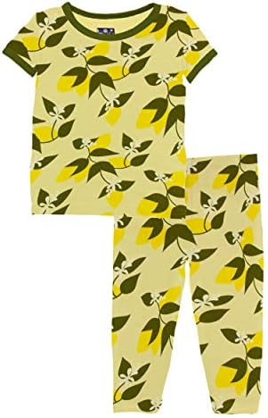 KicKee Pants Print Short Sleeve Pajama Set in Desert Rose Indian Train